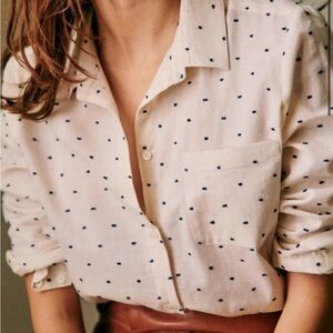 Sezane Tomboy Shirt Ecru / Blue Dots